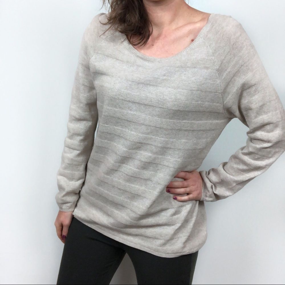 89th & Madison Tan Cotton Knit Pullover Sweater